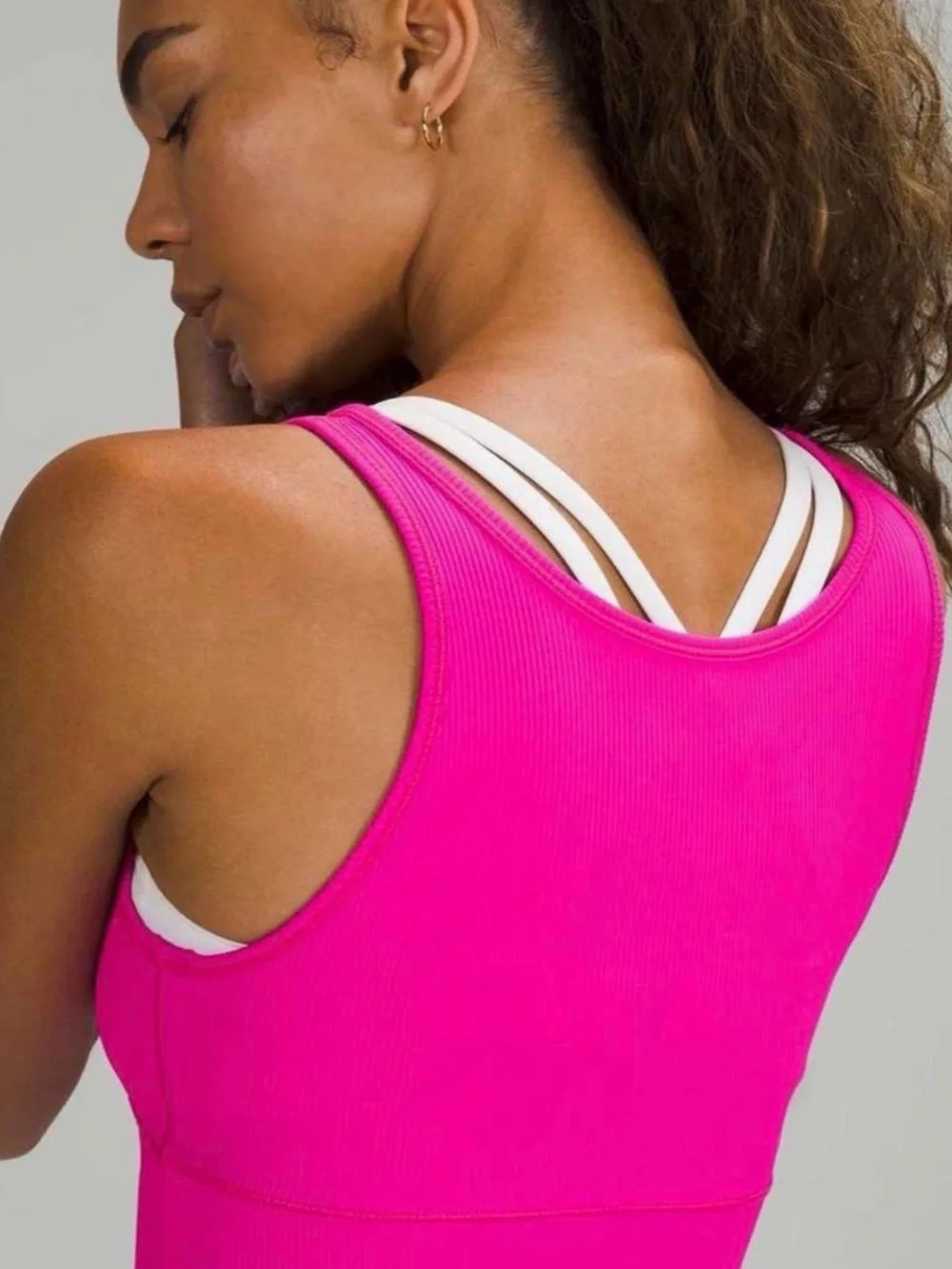 lululemon Power Pivot Ribbed Crop Tank Top in Pow Pink  — Size 4.